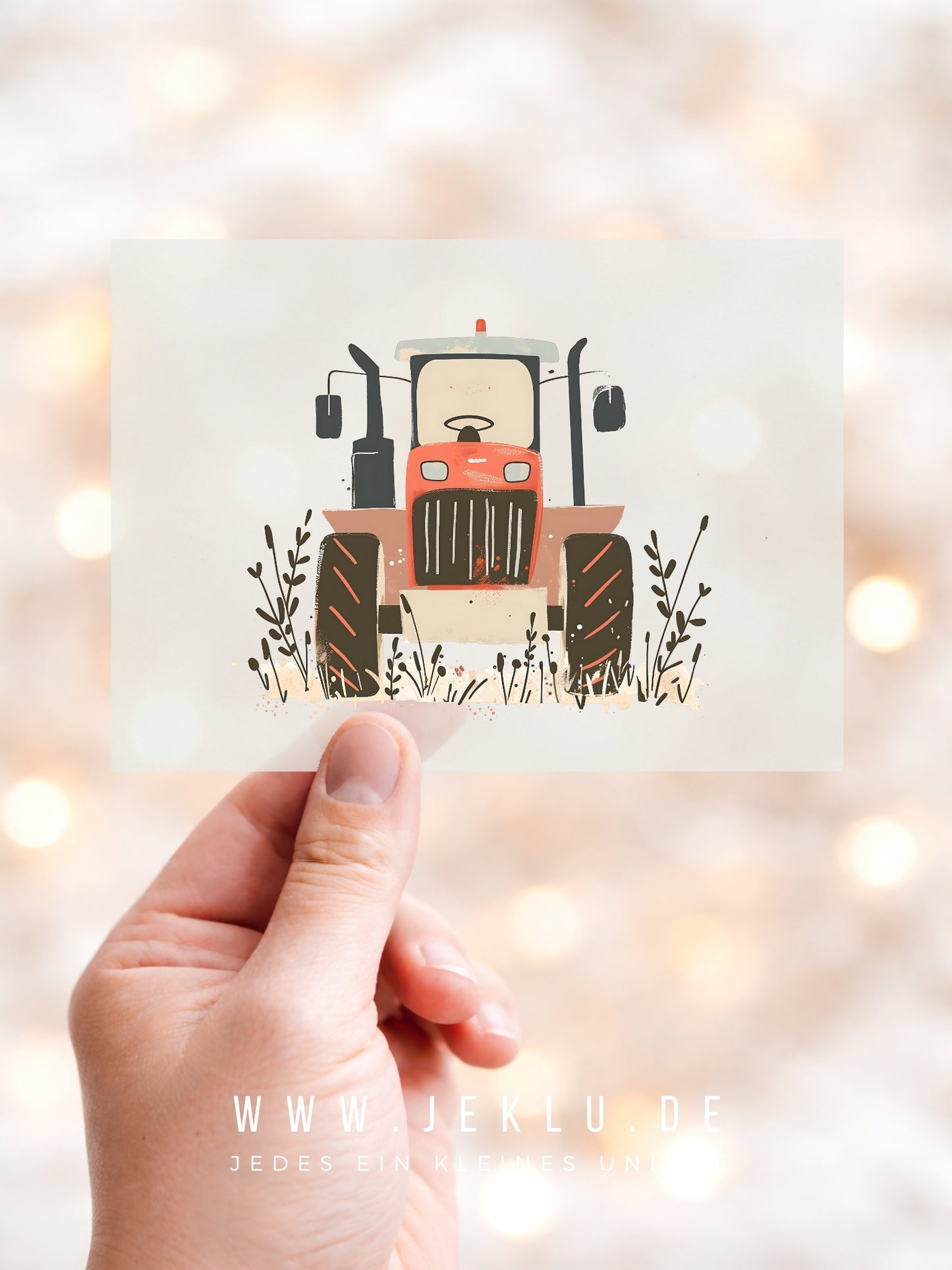 Bügelbild - Traktor frontal rot - XXL