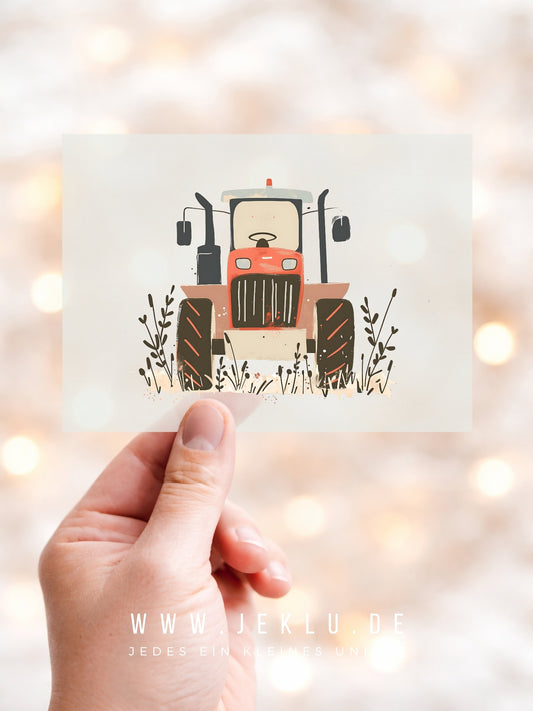 Bügelbild - Traktor frontal rot - XXL