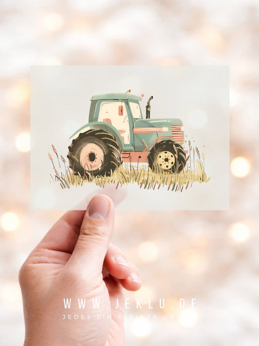 Bügelbild - Traktor seitlich grün - XXL