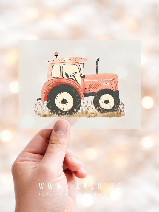 Bügelbild - Traktor seitlich rot - XXL