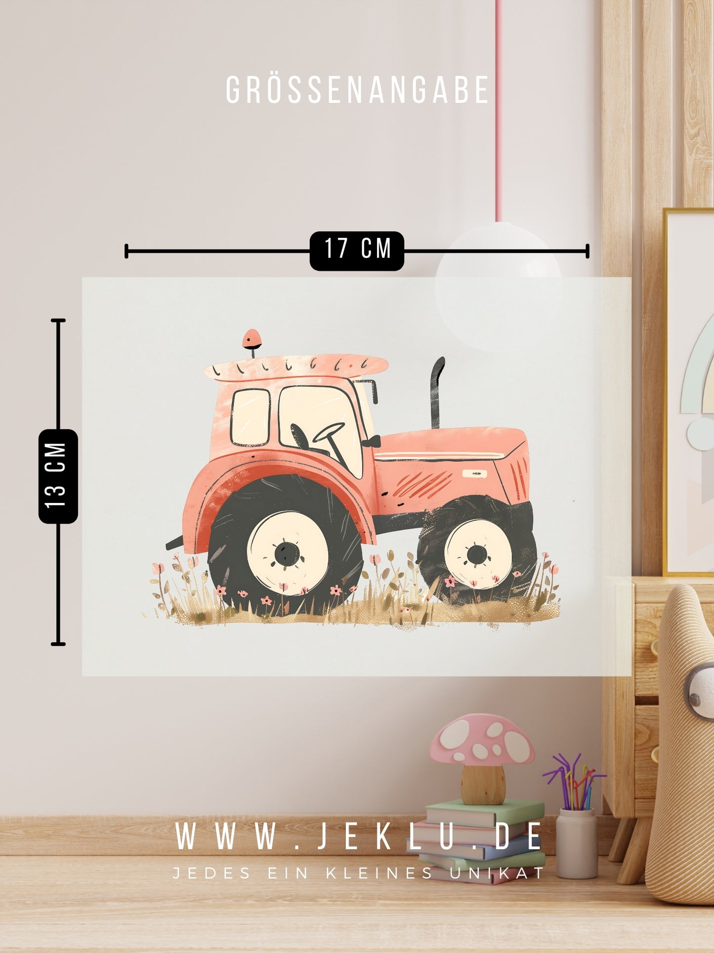 Bügelbild - Traktor seitlich rot - XXL