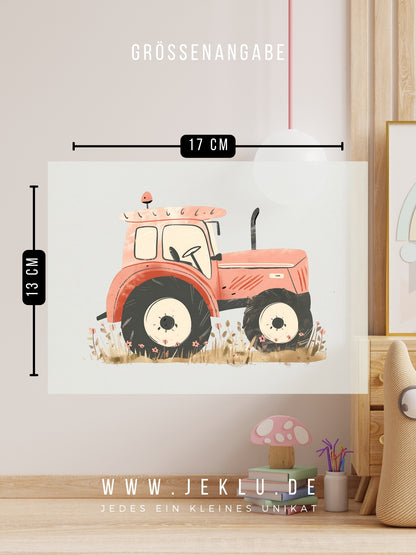 Bügelbild - Traktor seitlich rot - XXL