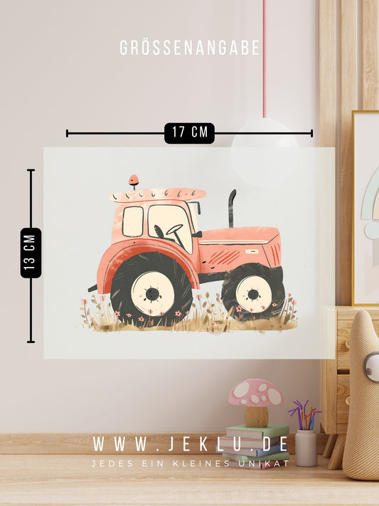 Bügelbild - Traktor seitlich rot - XXL
