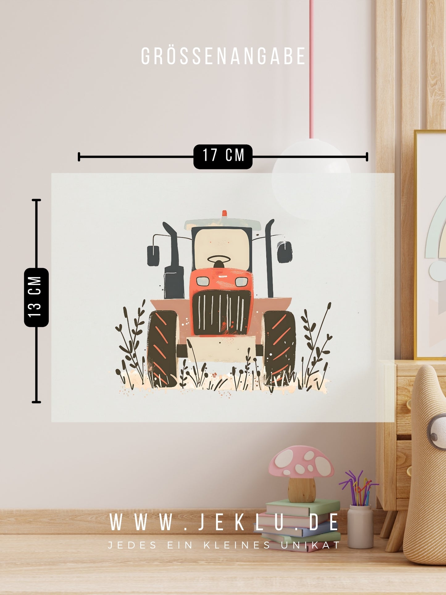 Bügelbild - Traktor frontal rot - XXL