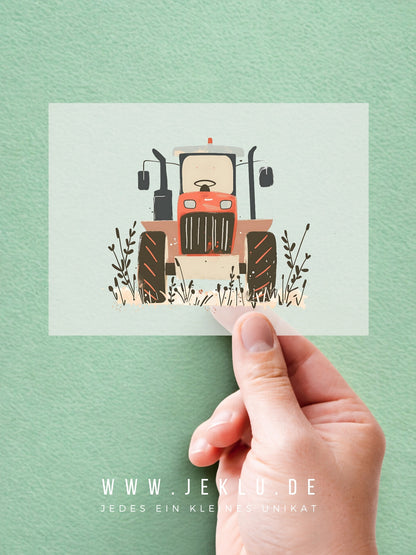 Bügelbild - Traktor frontal rot - XXL