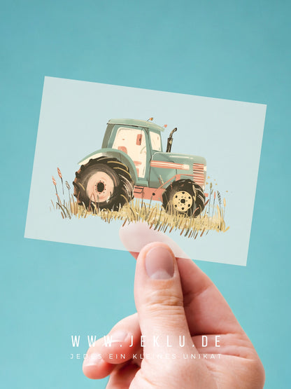 Bügelbild - Traktor seitlich grün - XXL