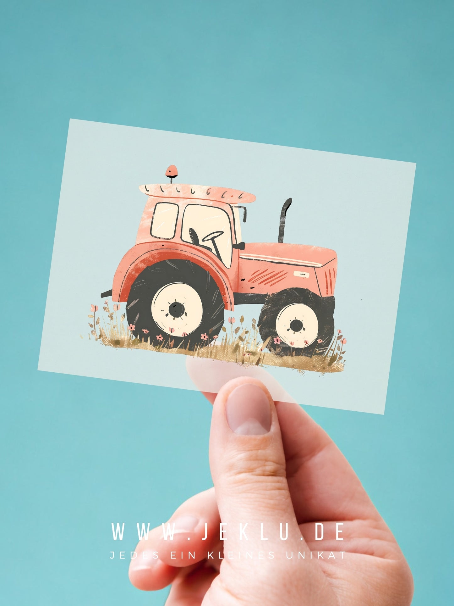 Bügelbild - Traktor seitlich rot - XXL