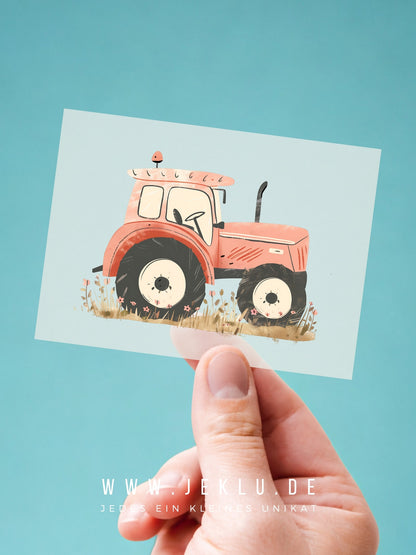 Bügelbild - Traktor seitlich rot - XXL