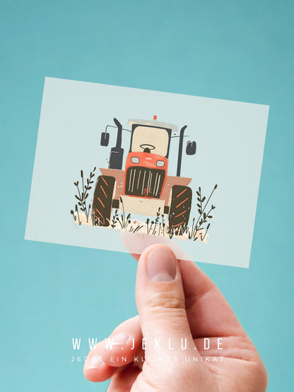 Bügelbild - Traktor frontal rot - XXL