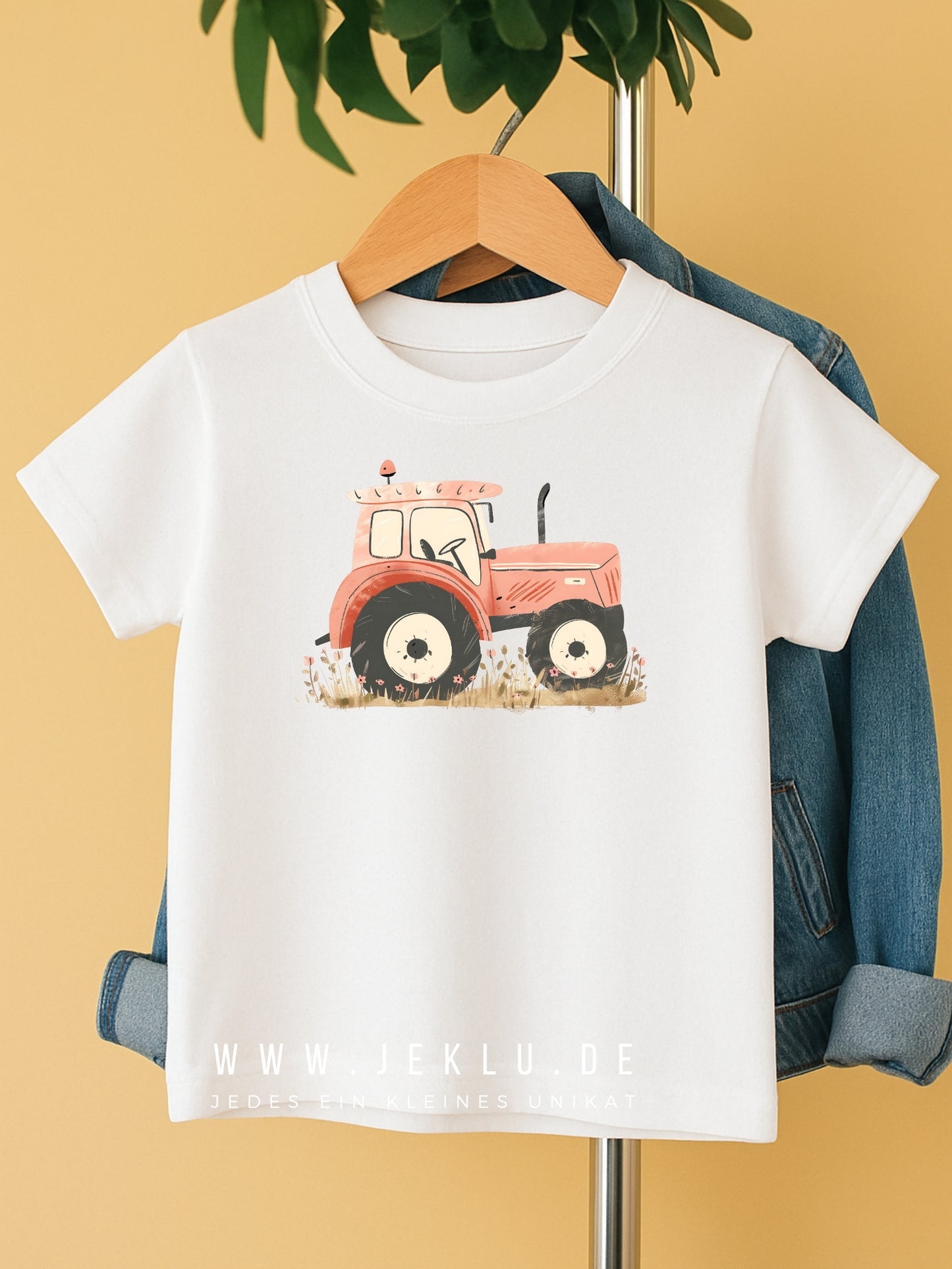 Bügelbild - Traktor seitlich rot - XXL