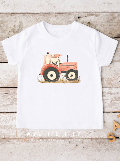 Bügelbild - Traktor seitlich rot - XXL