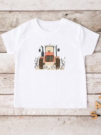 Bügelbild - Traktor frontal rot - XXL